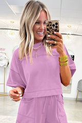 Orchid Bouquet Drop Shoulder Boxy Tee and Barrel Pants Set