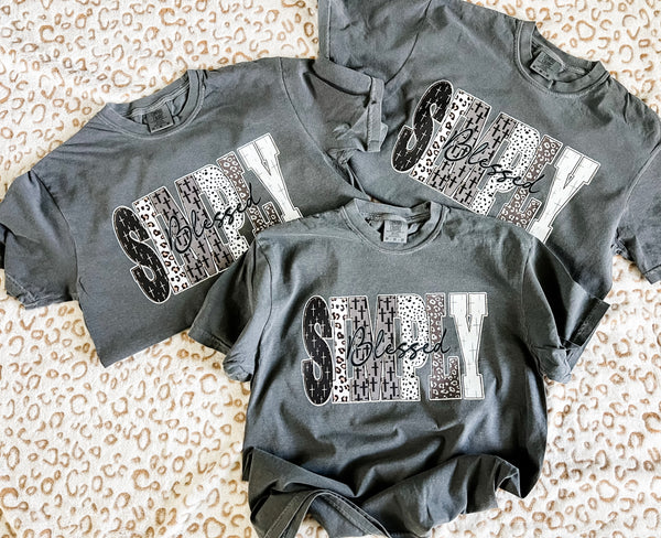 Simply blessed comfort colors pepper tee