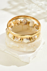 White Sand Beach Resin Bangle 3pcs Bracelet Set