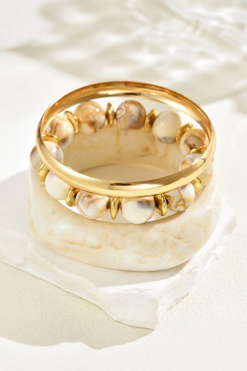 White Sand Beach Resin Bangle 3pcs Bracelet Set
