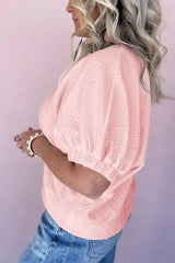 Light Pink Sequin Halloween Ghost Patched Textured Knit Contrast Collar Top