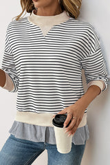 White Stripe Patchwork Fake Two-piece Top