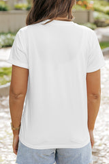 White Floral MAMA Lettering Printed Tee