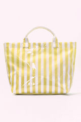 Blackish Green Glossy Striped Vinyl Large Tote Bag
