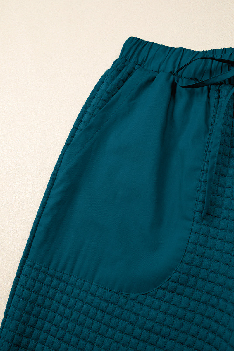 Skobeloff Checkered Texture Hooded Top and Loose Pants Set
