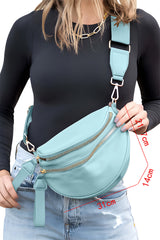 Fiery Red Wide Strap Double Zipper Crossbody Bag