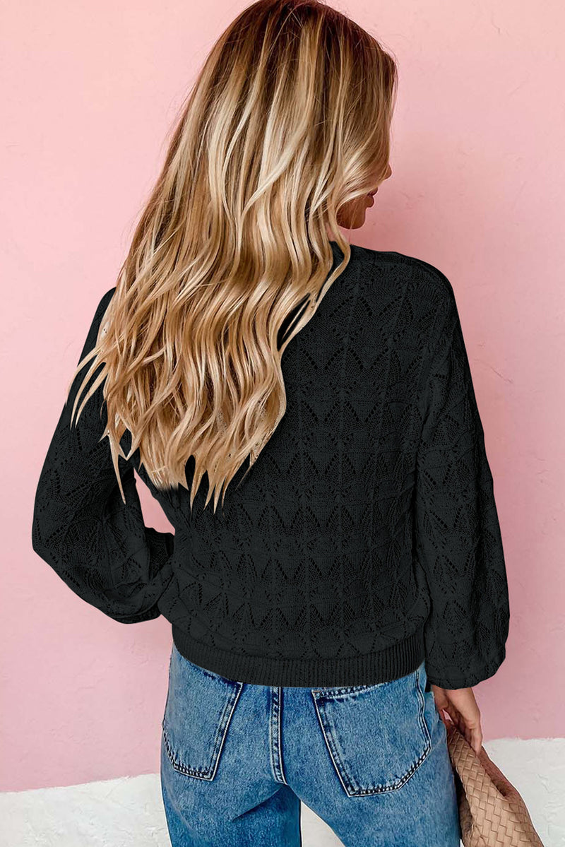 Rose Lightweight Buttoned Front Crochet Cardigan