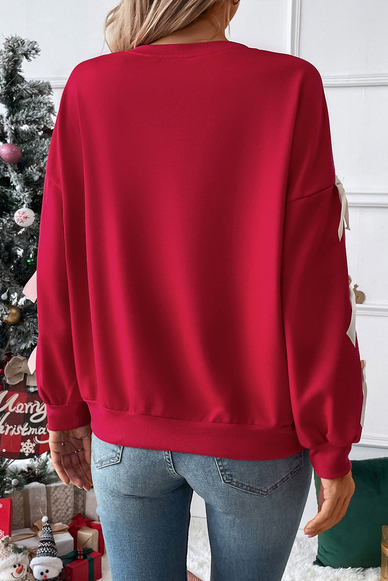 Meadow Mist Green Sweet Bowknot Round Neck Sweatshirt