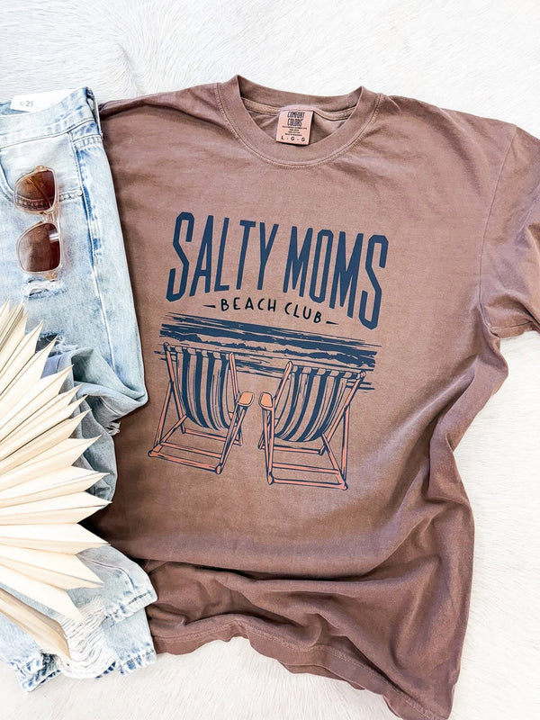 Salty moms beach club tee