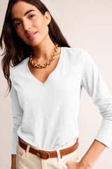 Grass Green Solid Color V Neck Long Sleeve Stretchy Top