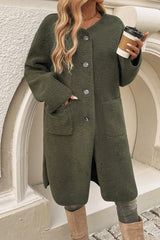 Vineyard Green Cardigan Ribbed Pocket Trench Jacket