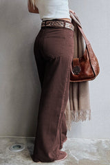 Red Dahlia Solid Color Loose Straight High Waist Jeans