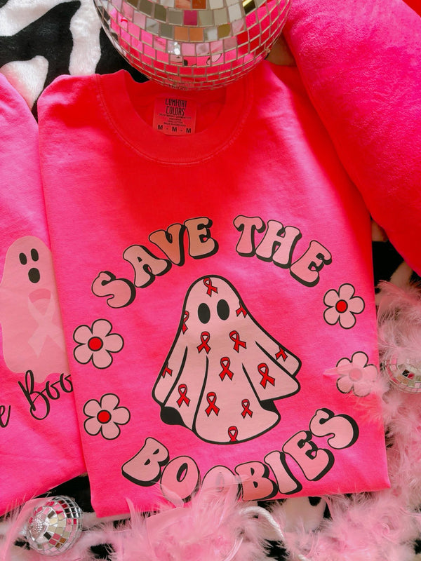 Safe the boobies daisy pink tee