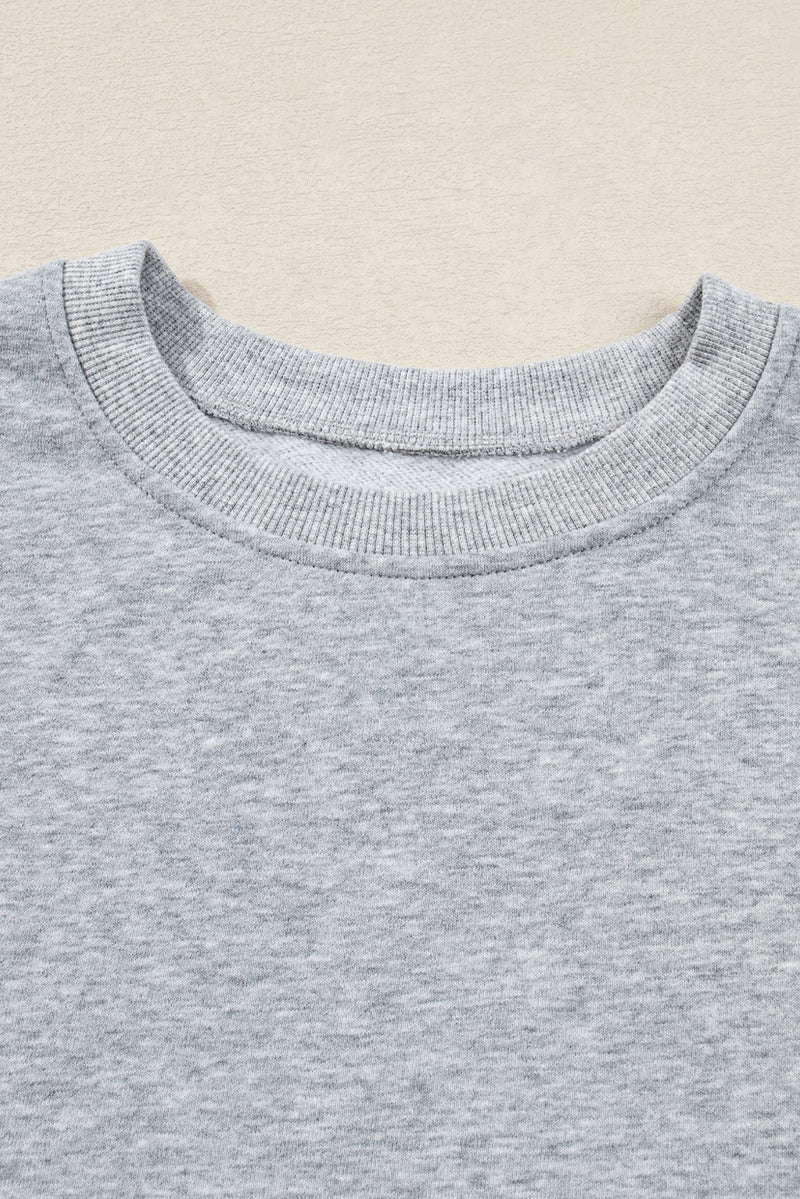 Light Grey Bowknot Long Sleeve Round Neck Sweatshirt