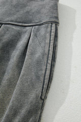 Medium Grey Mineral Wash Jogger Style High Waist Pants
