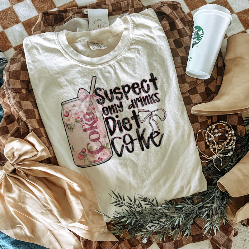 Suspect only drinks …. (Dr. Pepper or Diet Coke) design