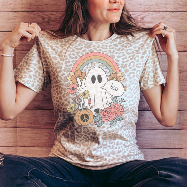 Cute Retro Rainbow Ghost tee