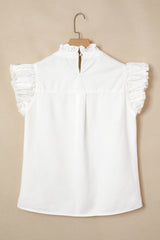 Beau Blue Frilled Collar Flutter Sleeve Denim Top