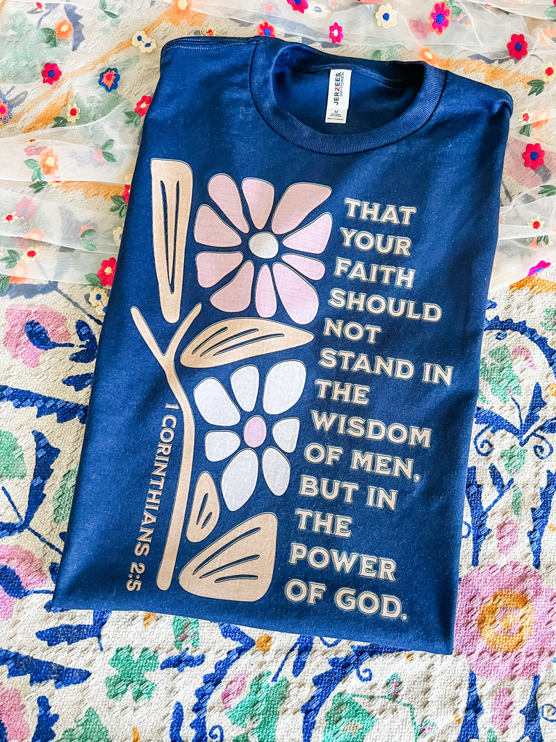 Power of God deep navy tee