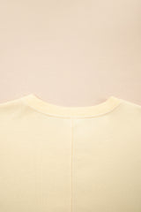 Apricot Fake Two-Piece Waffle Patchwork Sweatshirt