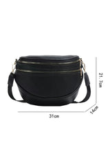 Black PU Leather Double Zipper Crossbody Bag