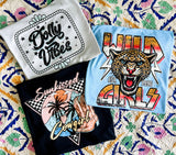 Sun-kissed cowgirl retro black tee