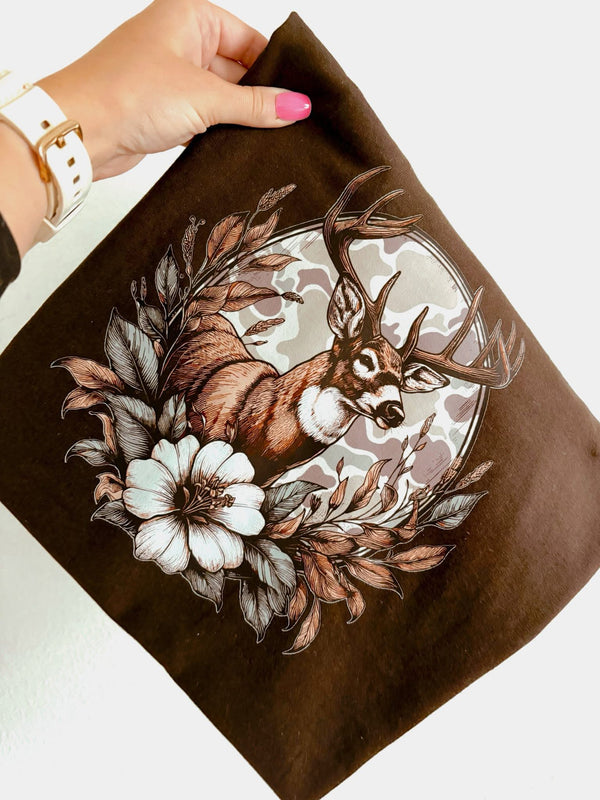 Camo Frame Deer chocolate tee