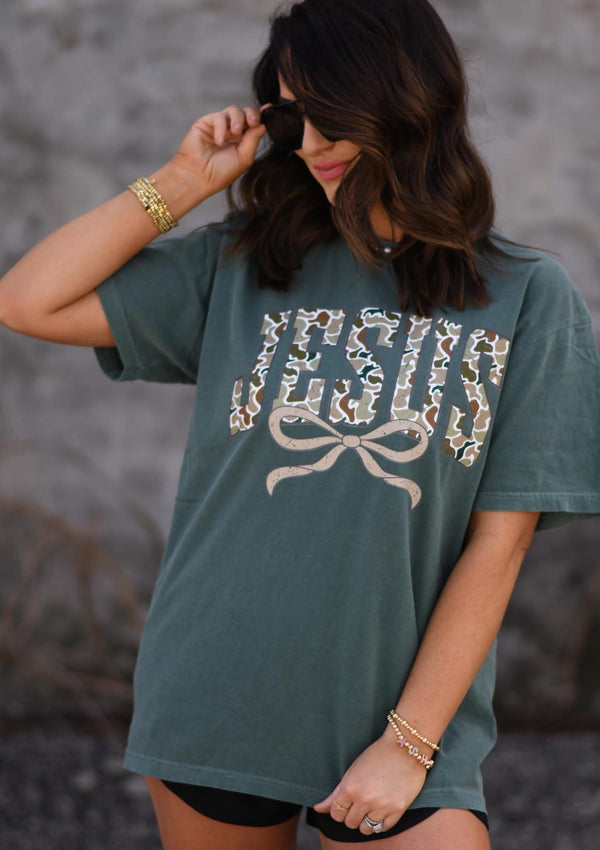 Emerald Camo Jesus tee