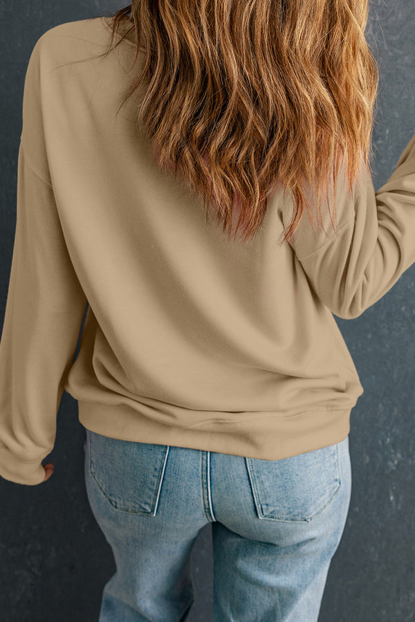 Khaki Christmas Heifer Bow Knot Print Womens Casual Sweatshirt