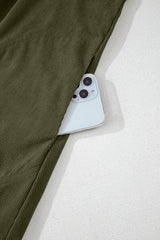 Light Blue Snap Button Empire Waist Lantern Sleeve Corduroy Dress