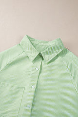 Grass Green Striped Pocket Button Up Shirt