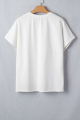 White Patriot Star Patched Notched Neck Mineral Washed Tee