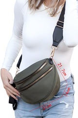 Pink Wide Strap Double Zipper Crossbody Bag