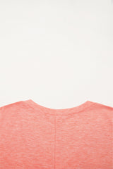 Fresh Salmon Floral Patched V Neck Long Sleeve Top