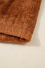 Chestnut Plush Patchwork Zipper Stand Neck Vest