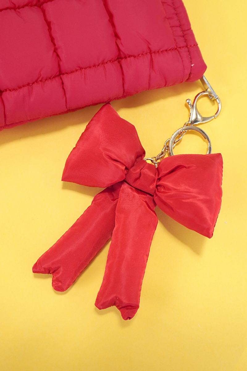 Pink Puff Bow Bag Charm Cute Keychain