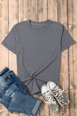 Orchid Petal Casual Plain Crew Neck Tee
