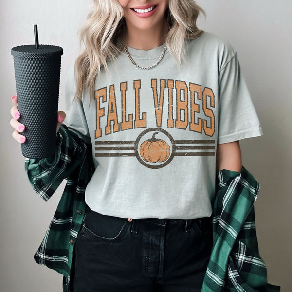 Fall Vibes Varsity Bay Comfort Color's tee