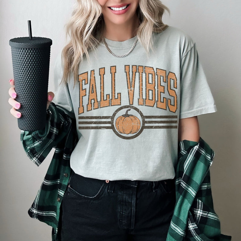 Fall Vibes Varsity Bay Comfort Color's tee