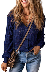 Rose Lightweight Buttoned Front Crochet Cardigan