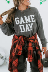 Bluing Corded GAME DAY Graphic Long Sleeve Top