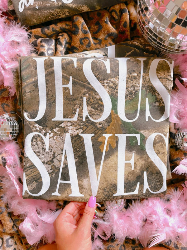Jesus saves camo tee
