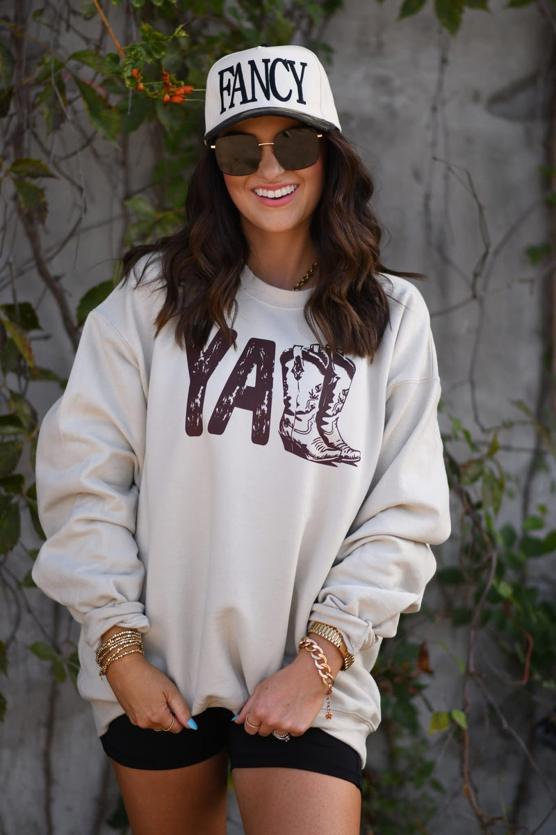 Yall cowgirl boots sweatshirt