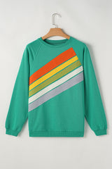 Apricot Rainbow Colorblock Pullover Sweatshirt