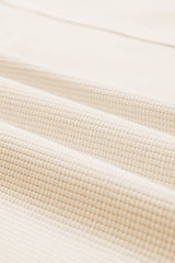 White Waffle Bishop Sleeve Split Oversized Sweatshirt