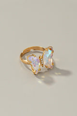 Butterfly ring with adjustable brass band