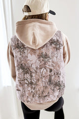 Gray Camo Leaf Print Winter Puffer Vest