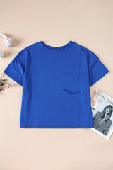 Bright Pink Patched Pocket Exposed Seam Oversized T Shirt