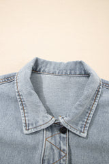 Beau Blue Street Style Zip Up Washed Denim Jacket
