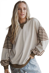 Jet Stream Colorblock Patchwork Striped Sleeve Sweatshirt